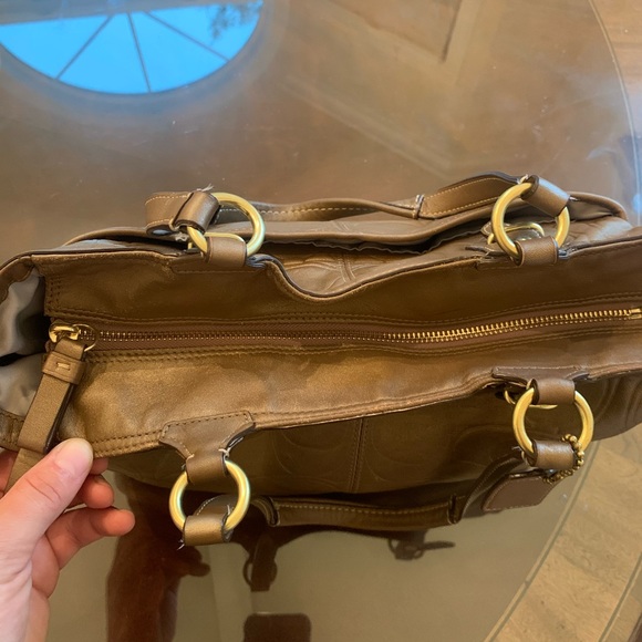 Coach Purse gold tan hand bag professionally restored - Picture 3 of 6
